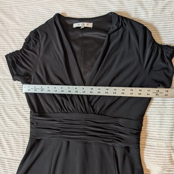Evan Picone Little Black Dress short sleeve 12 EUC cummerbund waist - Picture 6 of 12